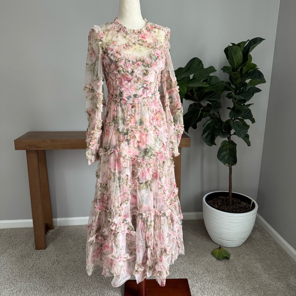 English Rose Diamond Ruffle Ballerina Dress NWOT